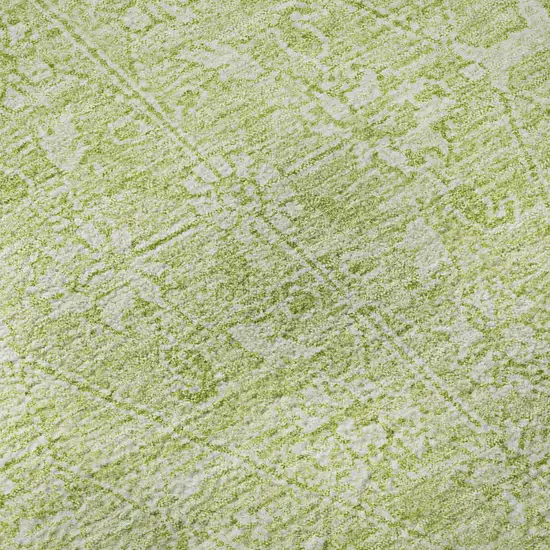 Mint Green And Ivory Floral Washable Area Rug With UV Protection Photo 9