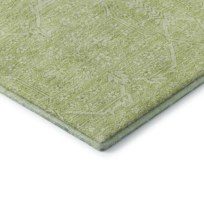 Mint Green And Ivory Floral Washable Area Rug With UV Protection Photo 7