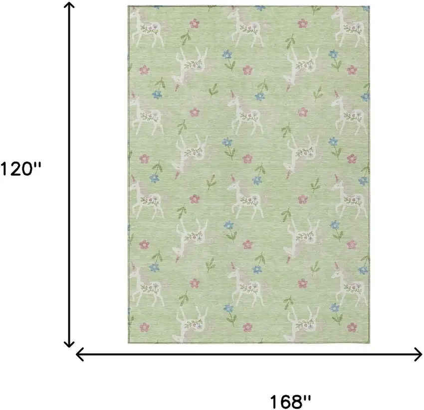 Mint Green And Ivory Floral Washable Indoor Outdoor Area Rug Photo 8
