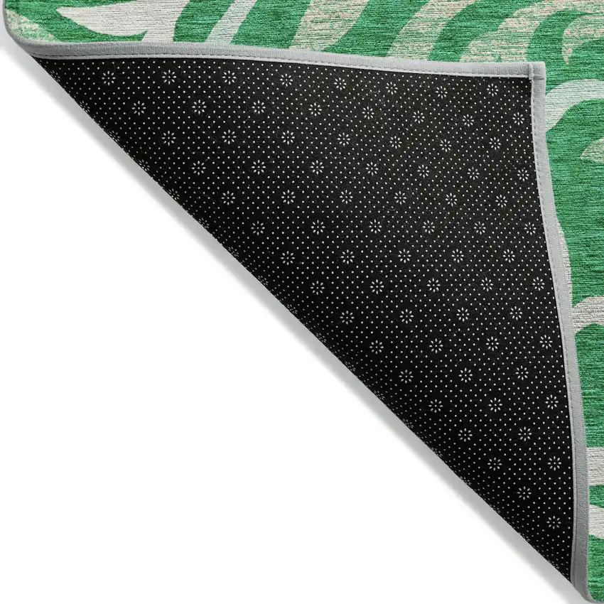 Mint Green And Ivory Floral Washable Indoor Outdoor Area Rug Photo 3