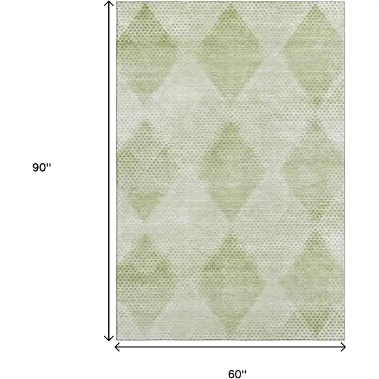 Mint Green And Ivory Geometric Washable Area Rug With UV Protection Photo 3