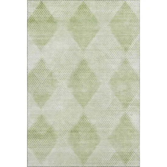 Mint Green And Ivory Geometric Washable Area Rug With UV Protection Photo 1
