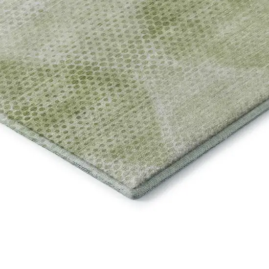 Mint Green And Ivory Geometric Washable Area Rug With UV Protection Photo 6