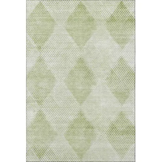 Mint Green And Ivory Geometric Washable Area Rug With UV Protection Photo 2