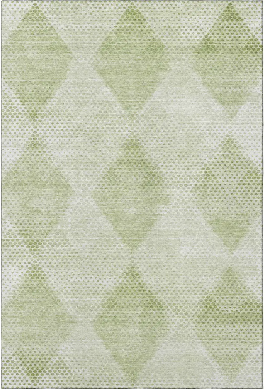 Mint Green And Ivory Geometric Washable Area Rug With UV Protection Photo 2