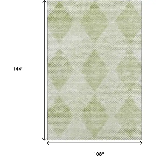 Mint Green And Ivory Geometric Washable Area Rug With UV Protection Photo 9