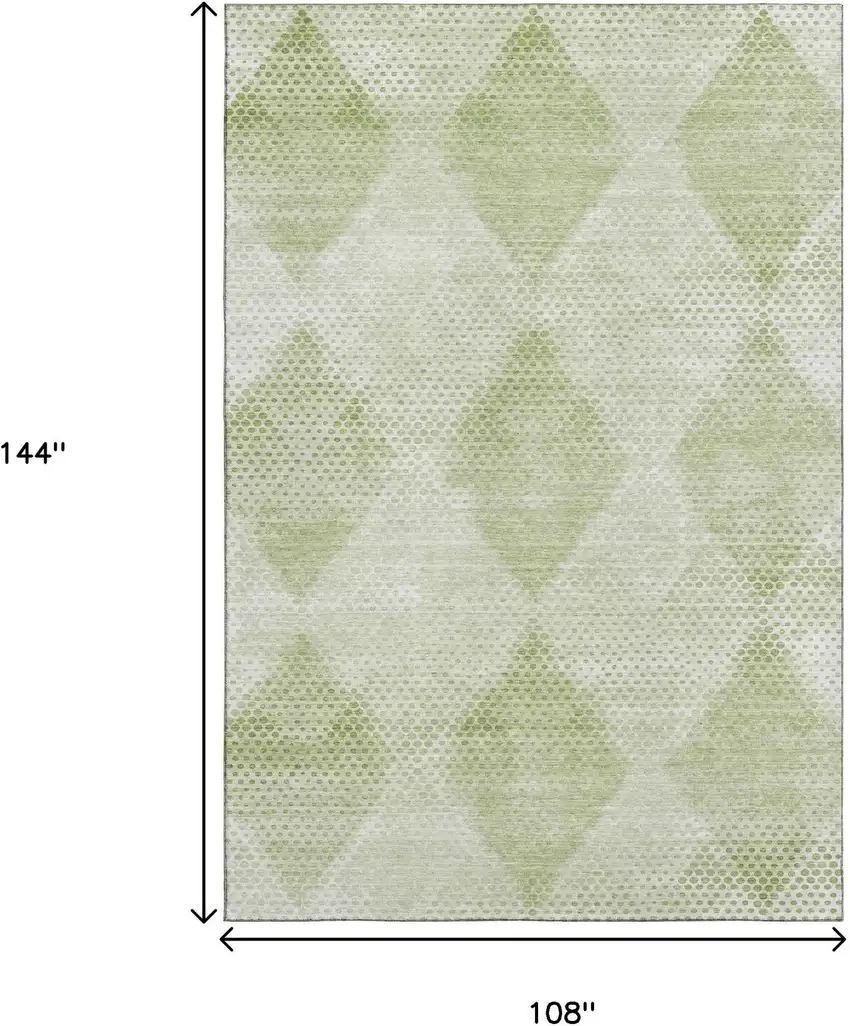 Mint Green And Ivory Geometric Washable Area Rug With UV Protection Photo 9