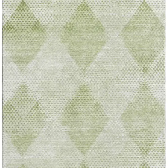 Mint Green And Ivory Geometric Washable Area Rug With UV Protection Photo 3