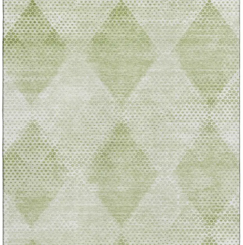 Mint Green And Ivory Geometric Washable Area Rug With UV Protection Photo 3
