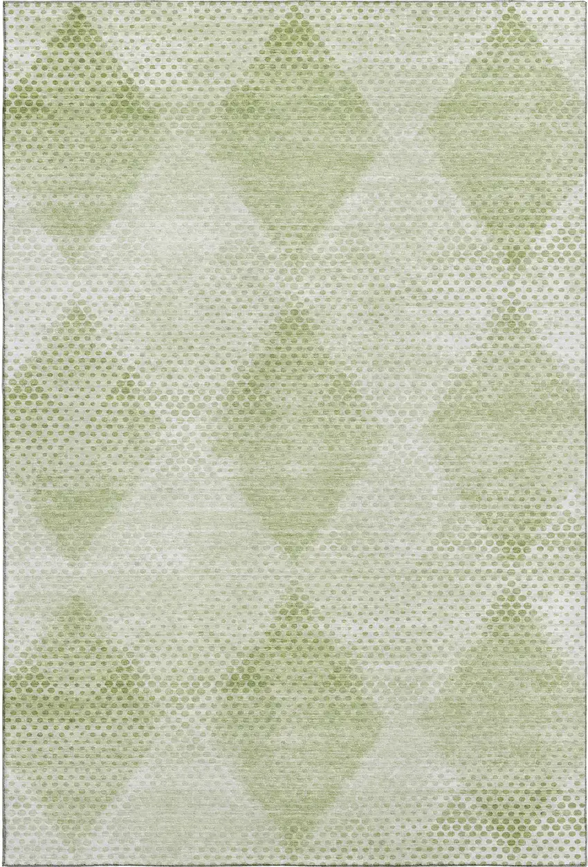 Mint Green And Ivory Geometric Washable Area Rug With UV Protection Photo 1