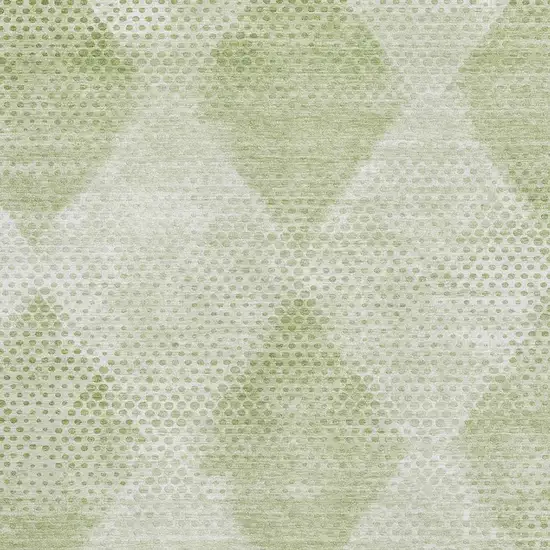 Mint Green And Ivory Geometric Washable Area Rug With UV Protection Photo 2