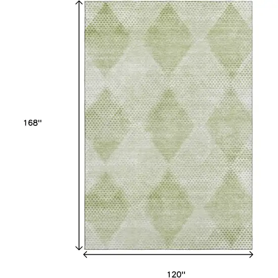 Mint Green And Ivory Geometric Washable Area Rug With UV Protection Photo 3