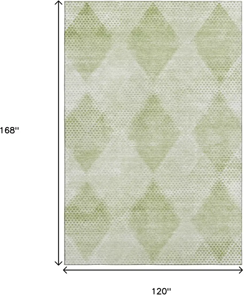 Mint Green And Ivory Geometric Washable Area Rug With UV Protection Photo 3