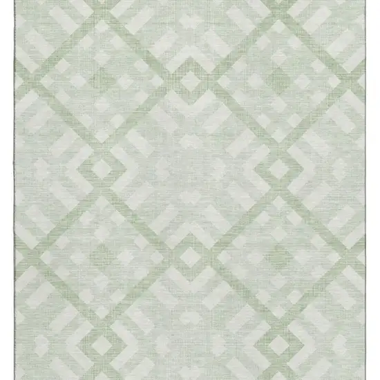 Mint Green And Ivory Geometric Washable Area Rug With UV Protection Photo 4