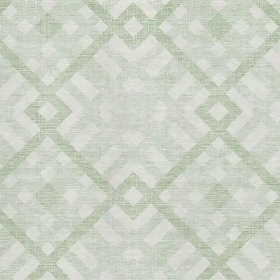Mint Green And Ivory Geometric Washable Area Rug With UV Protection Photo 3