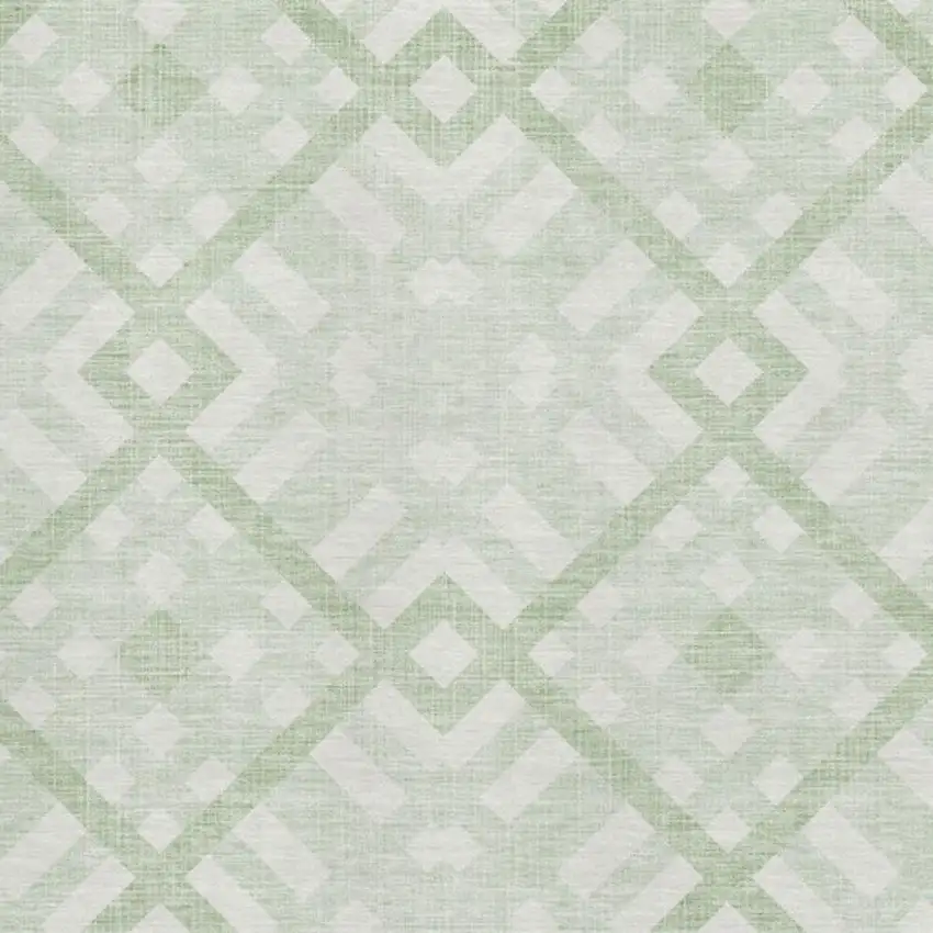 Mint Green And Ivory Geometric Washable Area Rug With UV Protection Photo 3