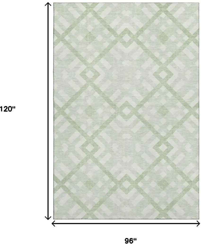 Mint Green And Ivory Geometric Washable Area Rug With UV Protection Photo 3