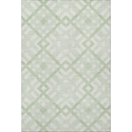Mint Green And Ivory Geometric Washable Area Rug With UV Protection Photo 4