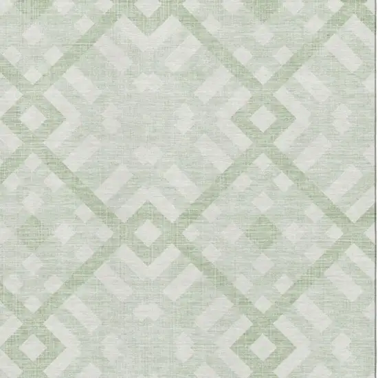 Mint Green And Ivory Geometric Washable Area Rug With UV Protection Photo 3
