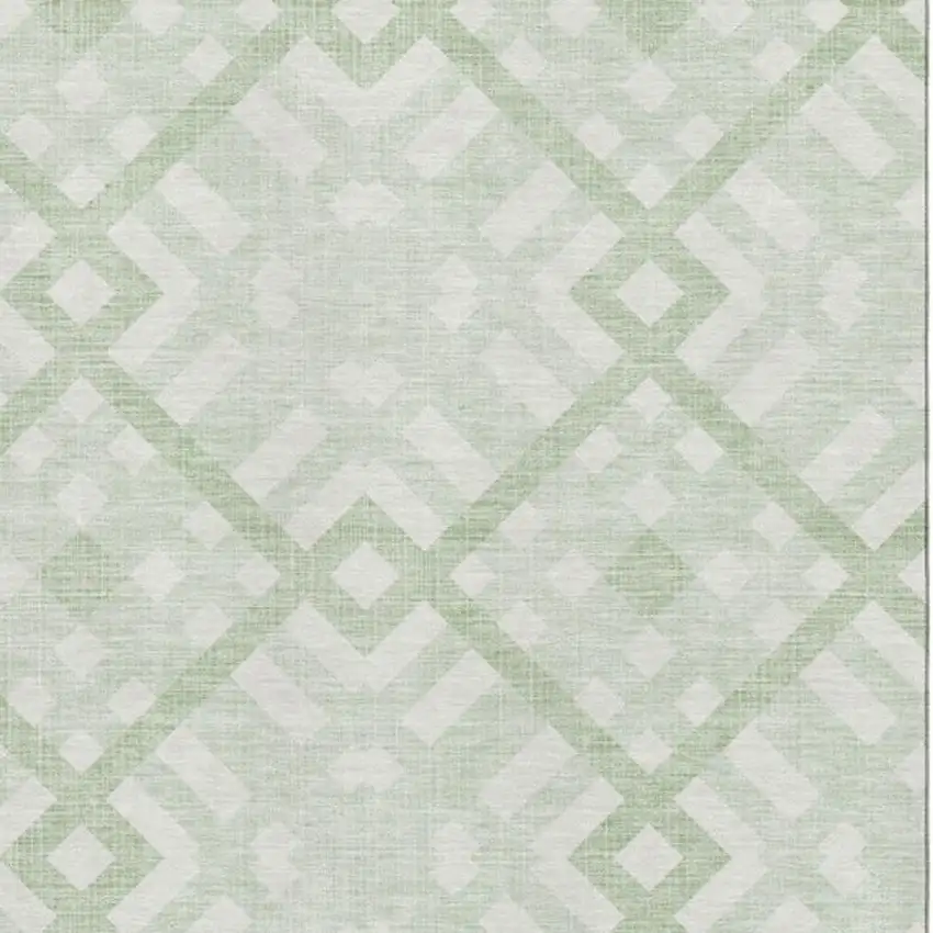 Mint Green And Ivory Geometric Washable Area Rug With UV Protection Photo 3