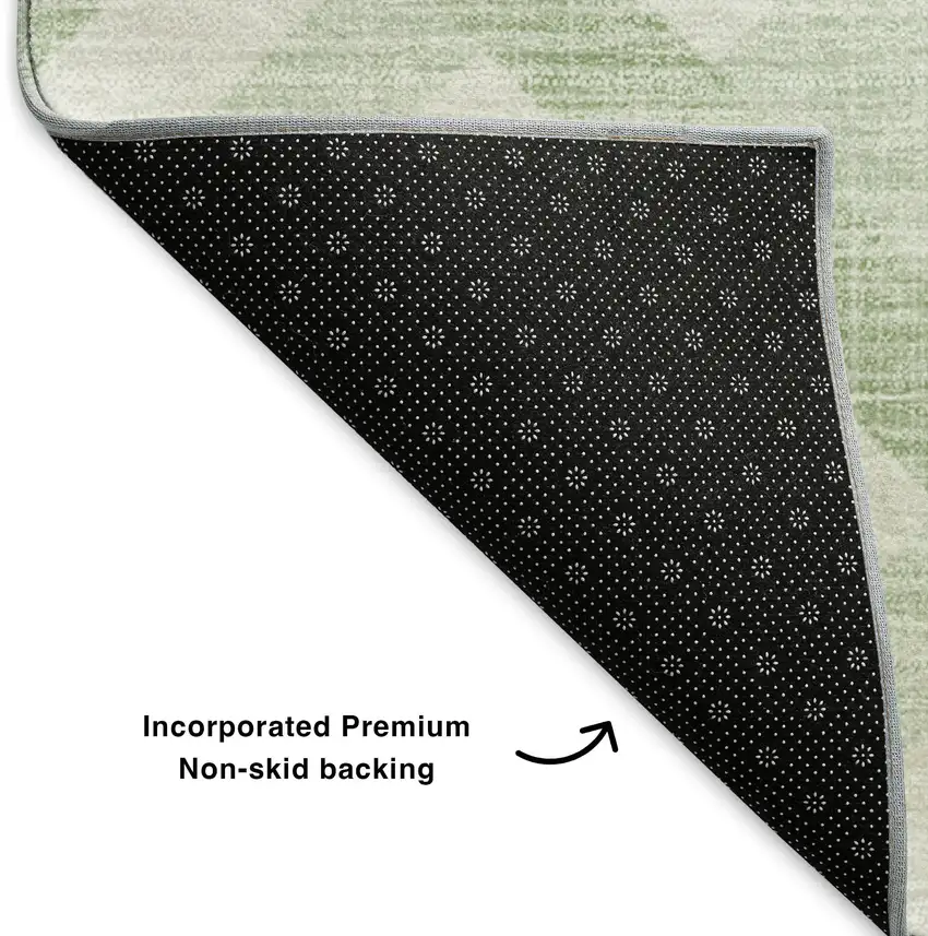Mint Green And Ivory Geometric Washable Area Rug With UV Protection Photo 7