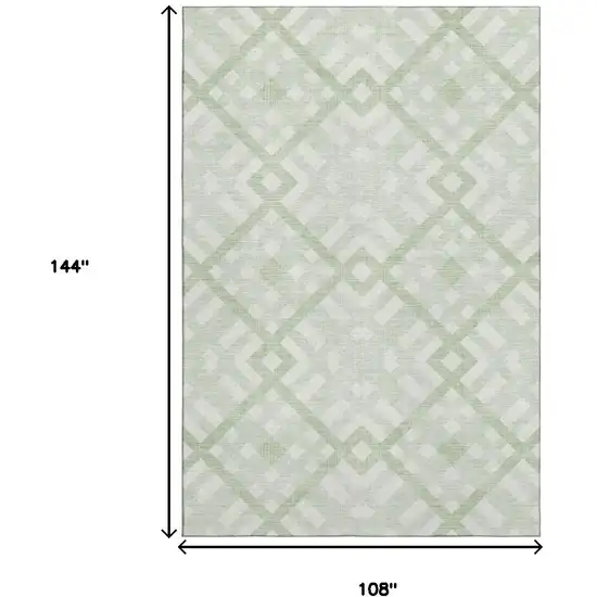 Mint Green And Ivory Geometric Washable Area Rug With UV Protection Photo 3