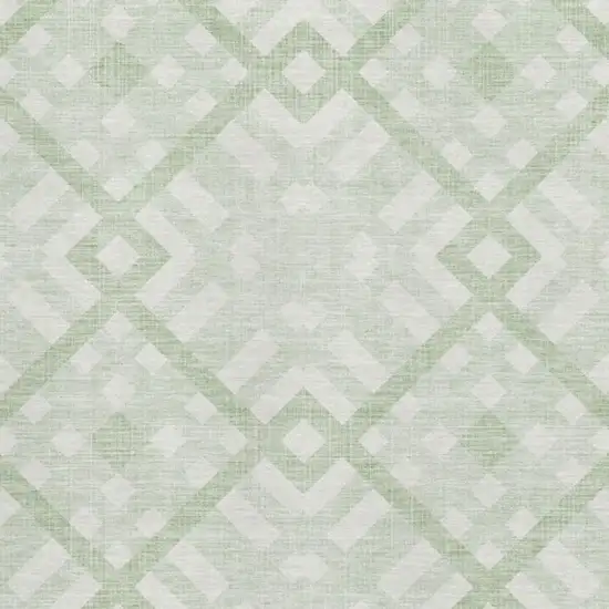 Mint Green And Ivory Geometric Washable Area Rug With UV Protection Photo 3
