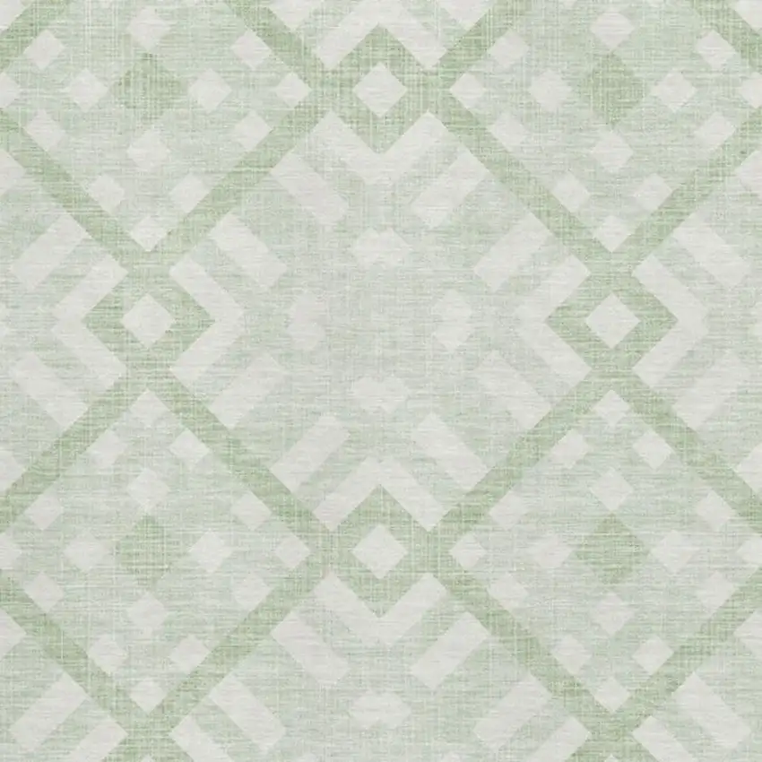 Mint Green And Ivory Geometric Washable Area Rug With UV Protection Photo 3