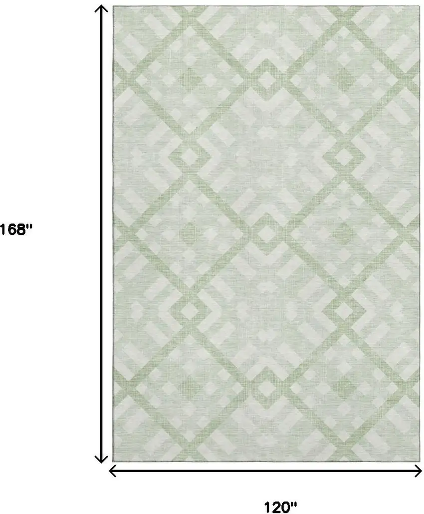 Mint Green And Ivory Geometric Washable Area Rug With UV Protection Photo 3