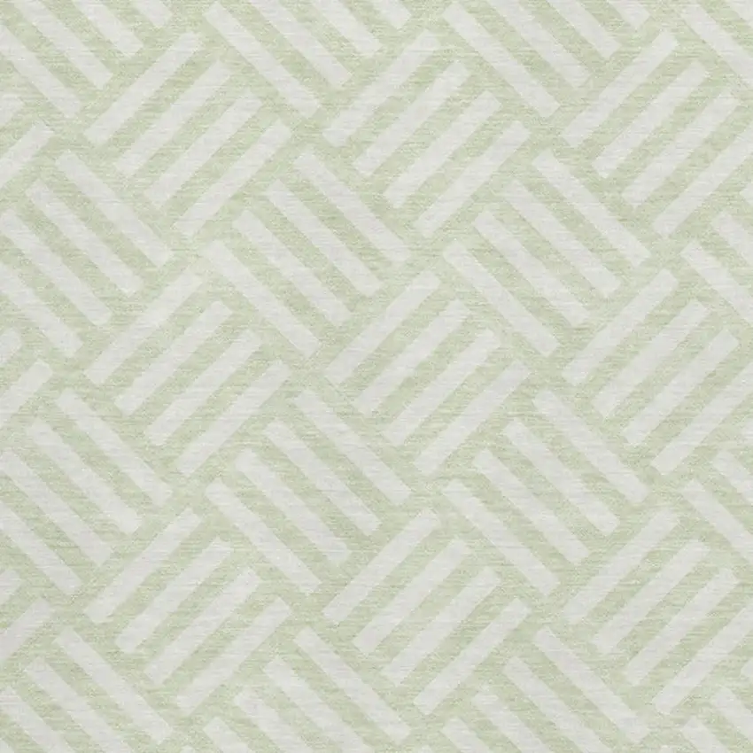 Mint Green And Ivory Geometric Washable Area Rug With UV Protection Photo 3