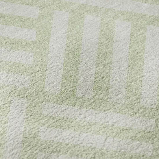 Mint Green And Ivory Geometric Washable Area Rug With UV Protection Photo 8