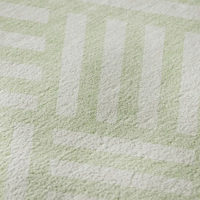 Mint Green And Ivory Geometric Washable Area Rug With UV Protection Photo 8