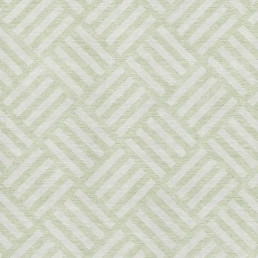 Mint Green And Ivory Geometric Washable Area Rug With UV Protection Photo 3