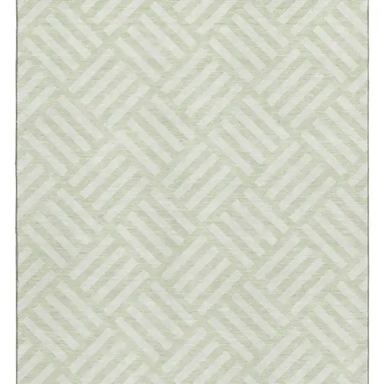 Mint Green And Ivory Geometric Washable Area Rug With UV Protection Photo 4