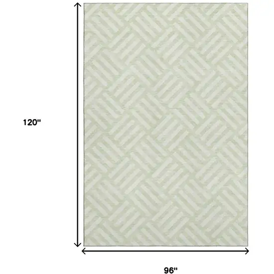 Mint Green And Ivory Geometric Washable Area Rug With UV Protection Photo 3
