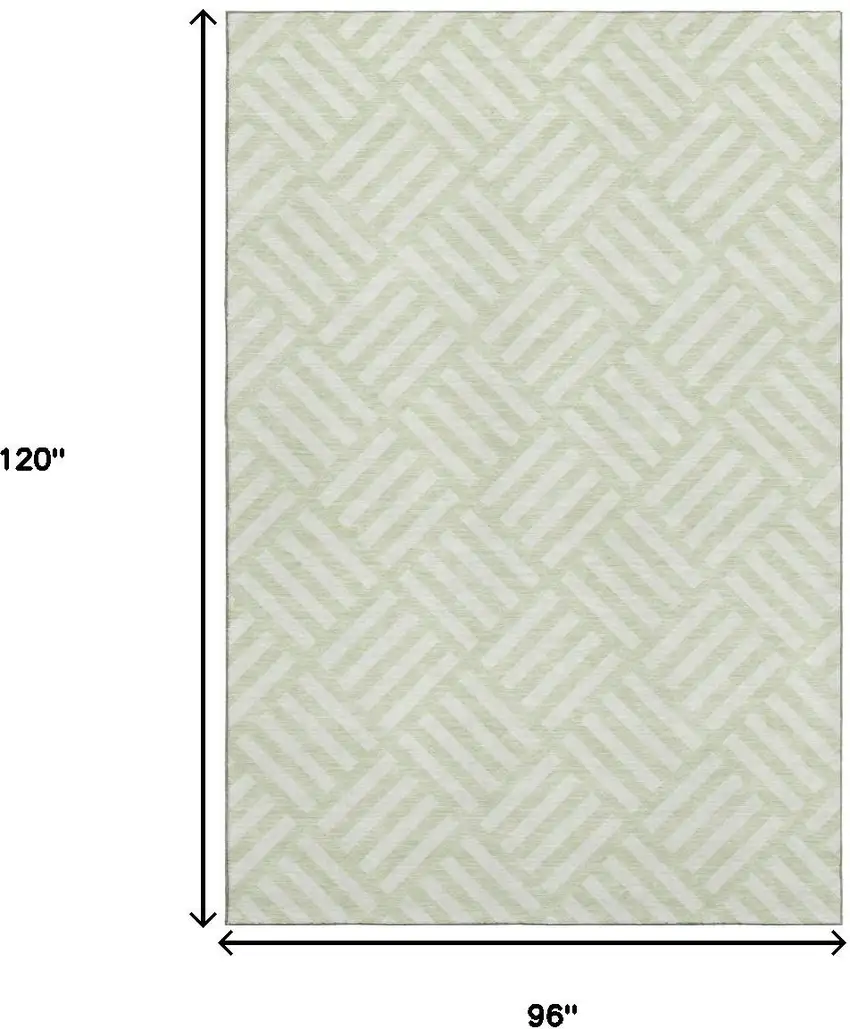 Mint Green And Ivory Geometric Washable Area Rug With UV Protection Photo 3