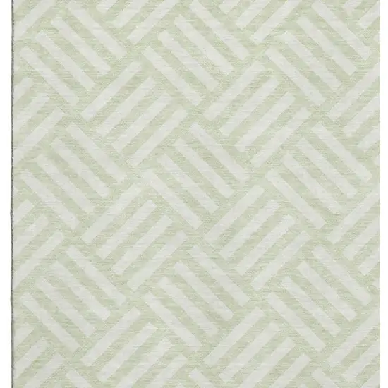 Mint Green And Ivory Geometric Washable Area Rug With UV Protection Photo 3