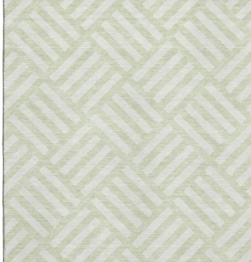 Mint Green And Ivory Geometric Washable Area Rug With UV Protection Photo 3