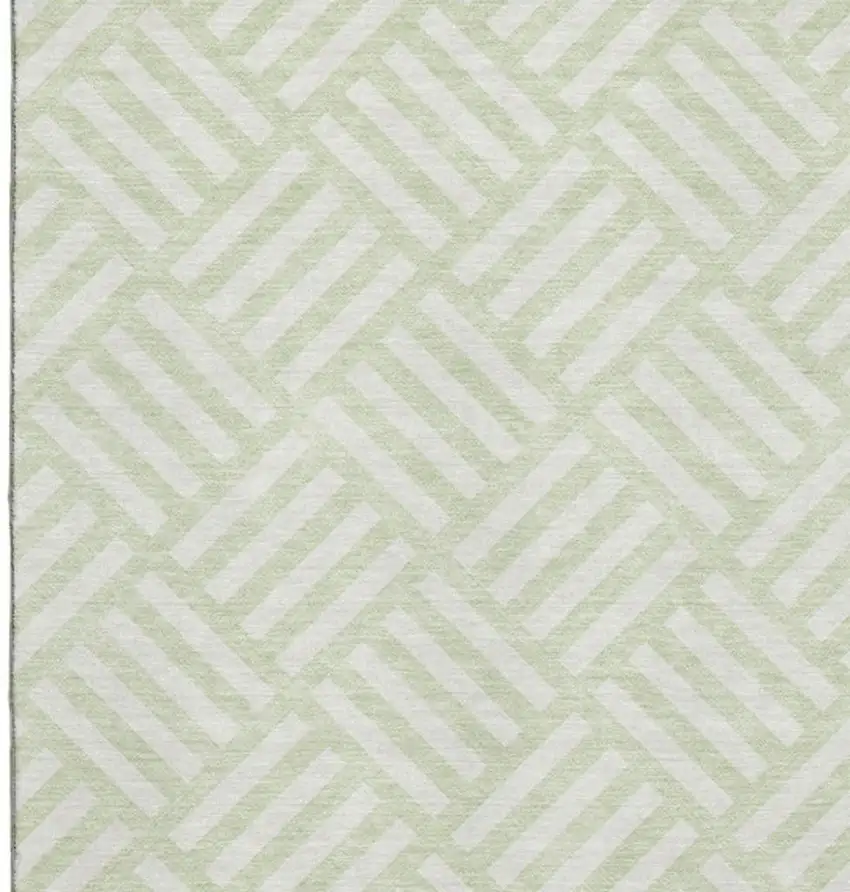 Mint Green And Ivory Geometric Washable Area Rug With UV Protection Photo 3