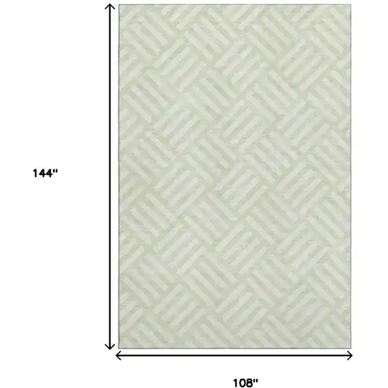 Mint Green And Ivory Geometric Washable Area Rug With UV Protection Photo 3