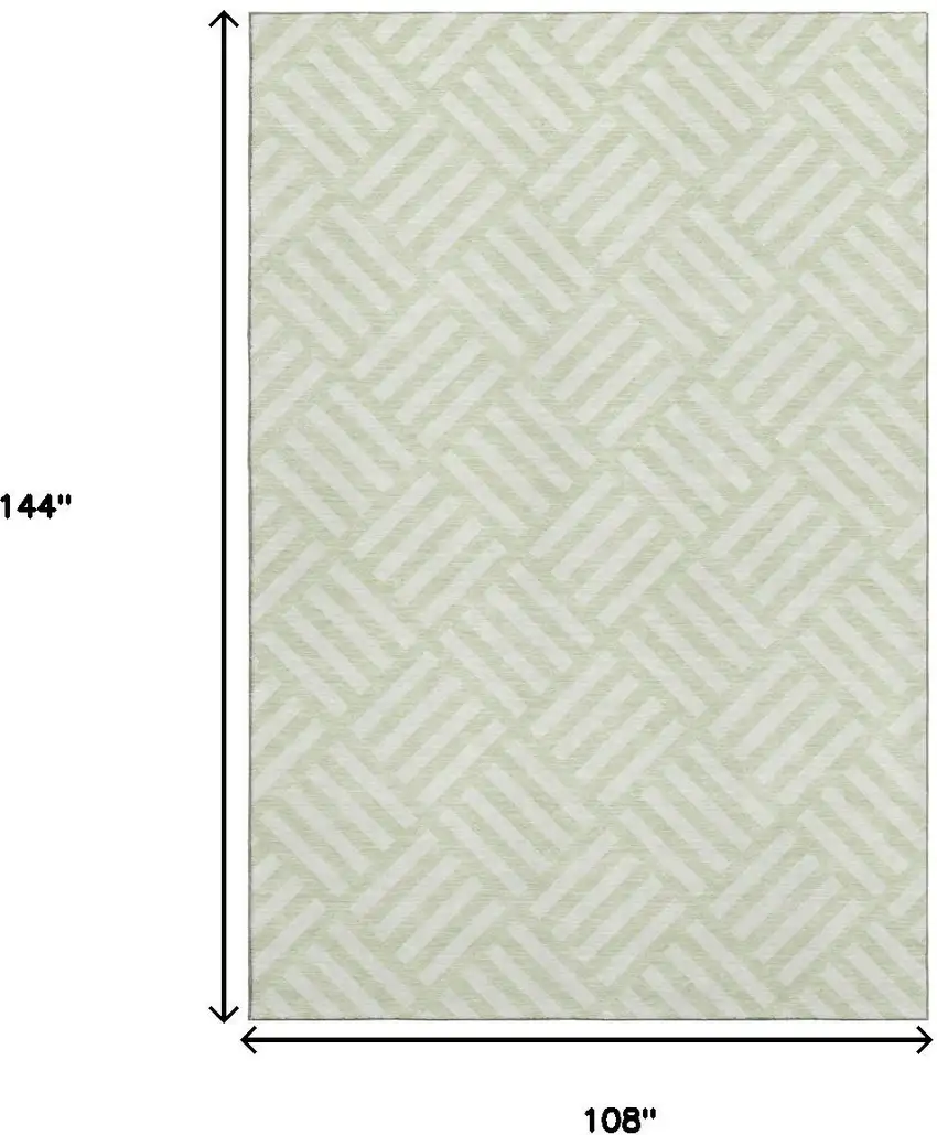 Mint Green And Ivory Geometric Washable Area Rug With UV Protection Photo 3