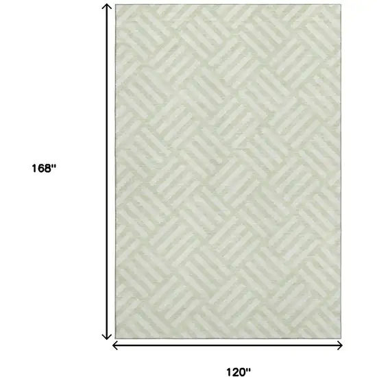 Mint Green And Ivory Geometric Washable Area Rug With UV Protection Photo 3