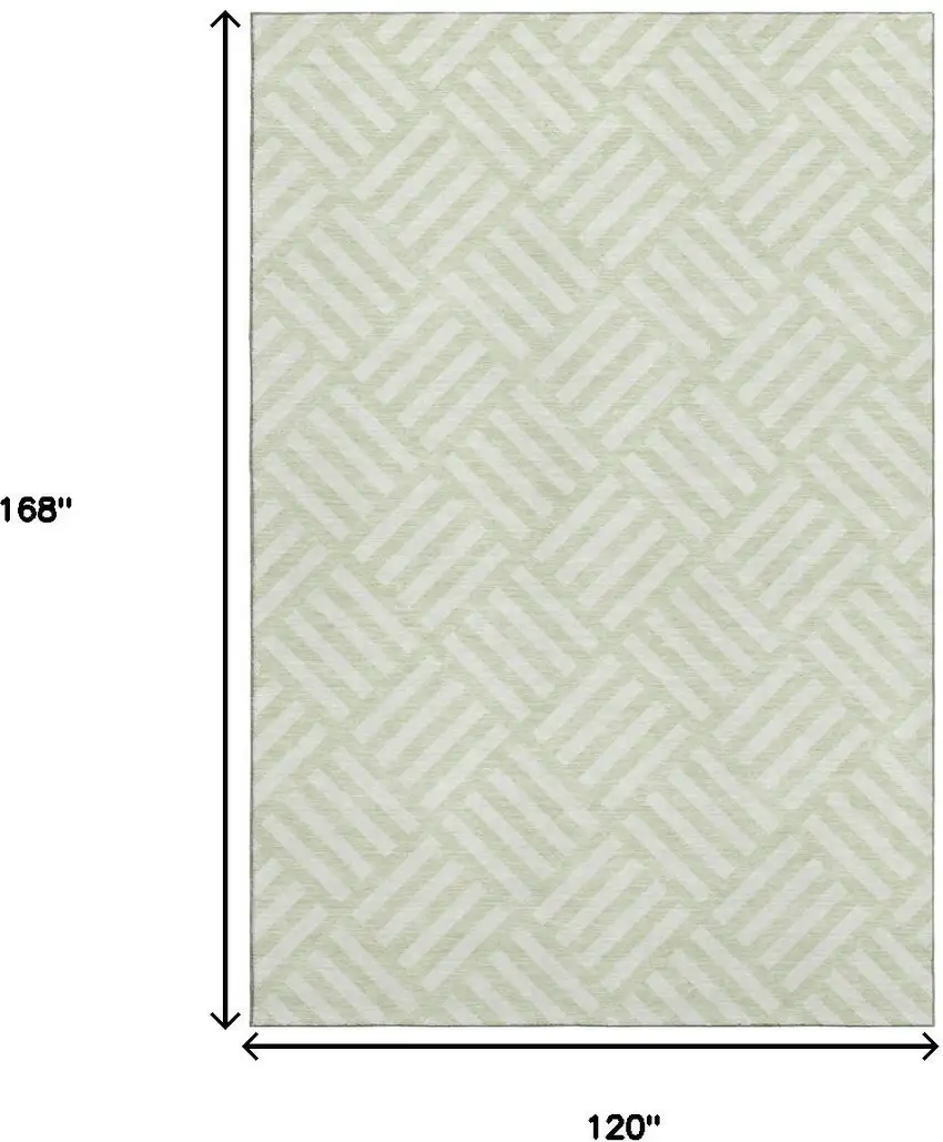 Mint Green And Ivory Geometric Washable Area Rug With UV Protection Photo 3