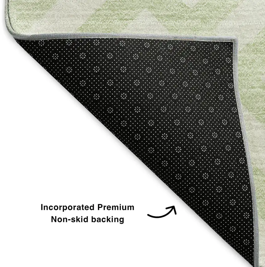 Mint Green And Ivory Geometric Washable Area Rug With UV Protection Photo 7