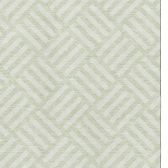 Mint Green And Ivory Geometric Washable Area Rug With UV Protection Photo 3