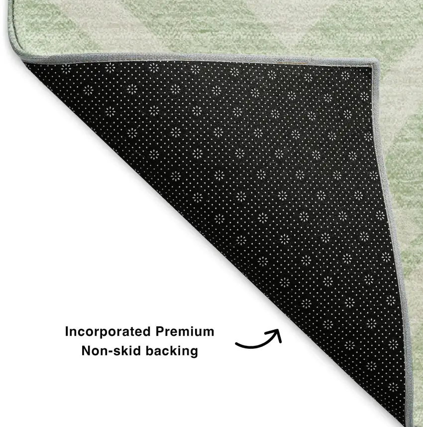 Mint Green And Ivory Geometric Washable Area Rug With UV Protection Photo 7