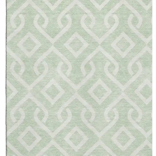 Mint Green And Ivory Geometric Washable Area Rug With UV Protection Photo 3