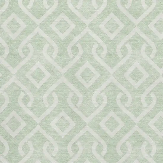 Mint Green And Ivory Geometric Washable Area Rug With UV Protection Photo 3