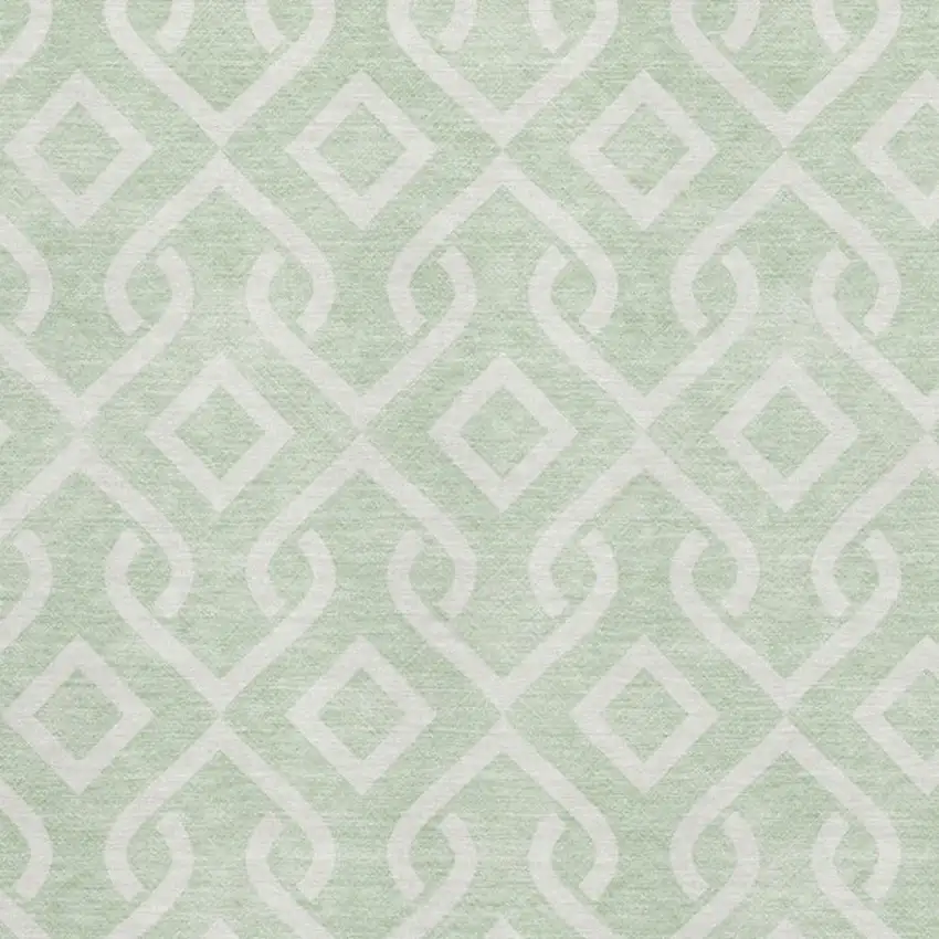 Mint Green And Ivory Geometric Washable Area Rug With UV Protection Photo 3