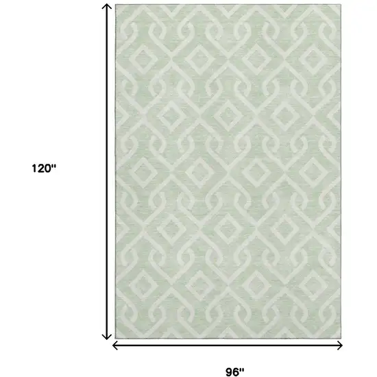 Mint Green And Ivory Geometric Washable Area Rug With UV Protection Photo 3
